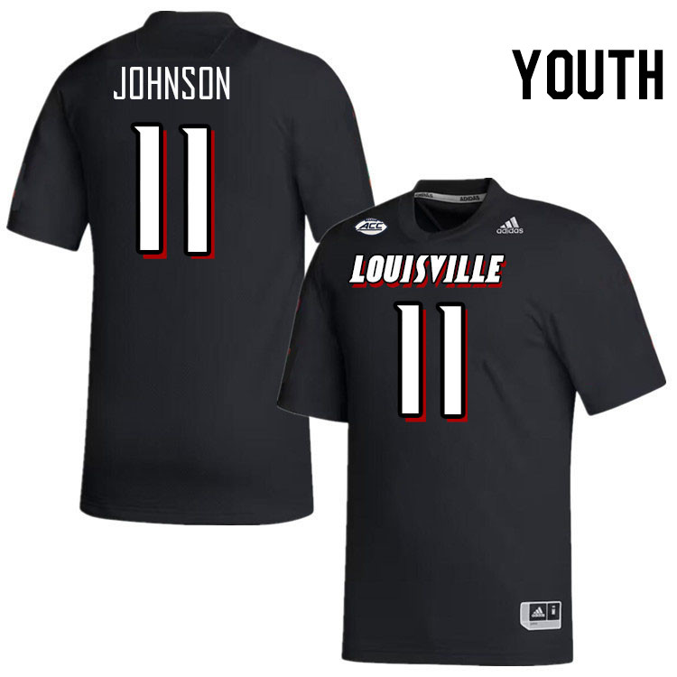 Youth #11 Jamari Johnson Louisville Cardinals College Football Jerseys Stitched-Black